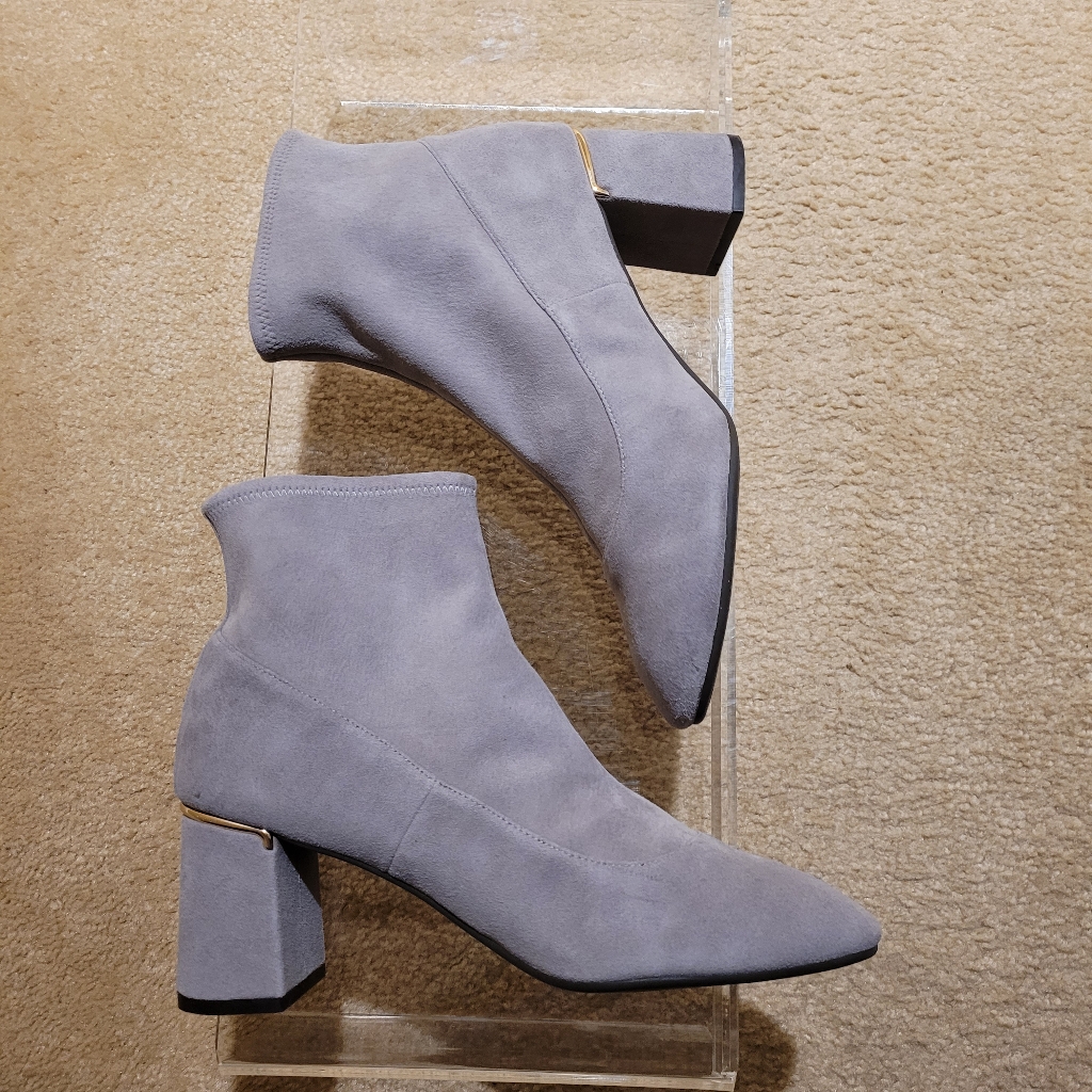 Cole Haan Womens Laree Stretch Suede Bootie, Size 10, Ironstone (Gray)